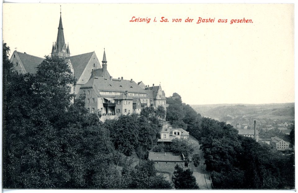 19210-Leisnig-1915-Blick von der Bastei zum Schloß-Brück & Sohn Kunstverlag