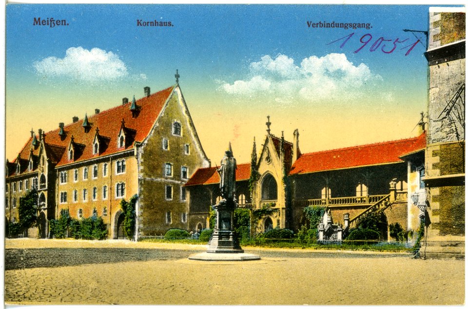 19051-Meißen-1915-Kornhaus - Verbindungsgang, Denkmal-Brück & Sohn Kunstverlag