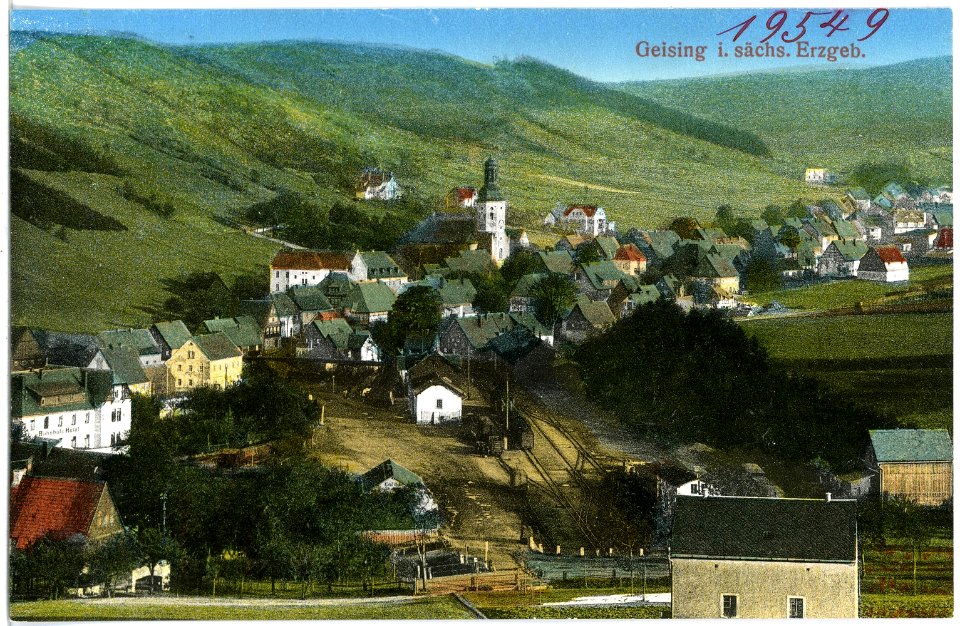 19549-Geising-1915-Blick auf Geising-Brück & Sohn Kunstverlag