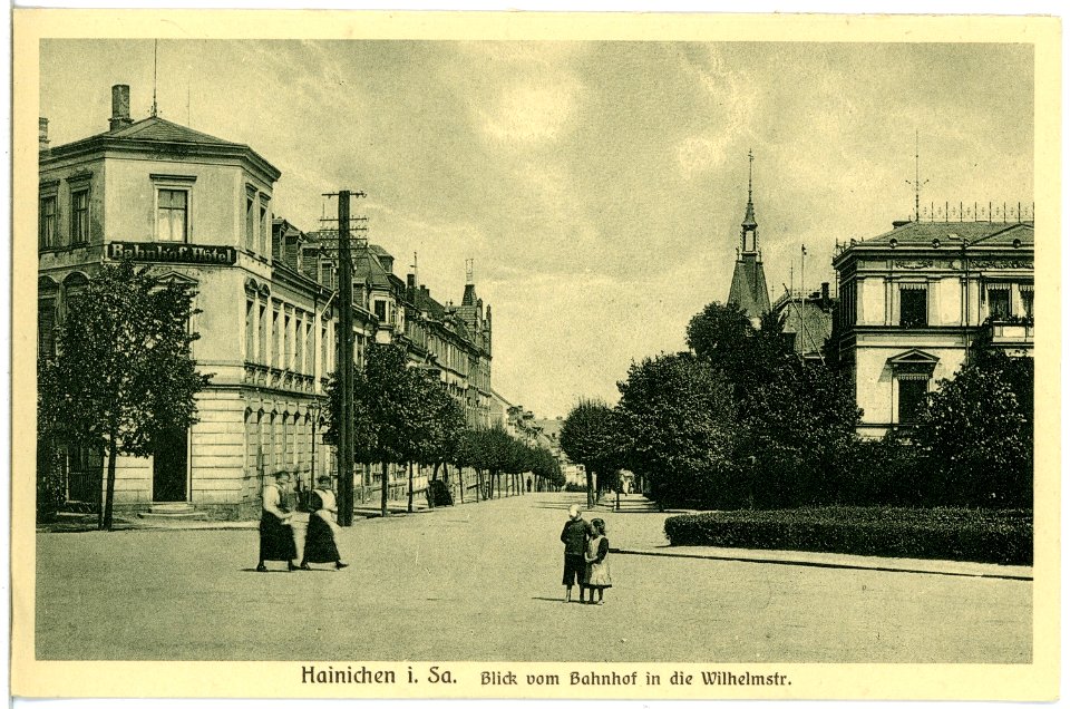 19667-Hainichen-1915-Blick vom Bahnhof in die Wilhelmstraße-Brück & Sohn Kunstverlag