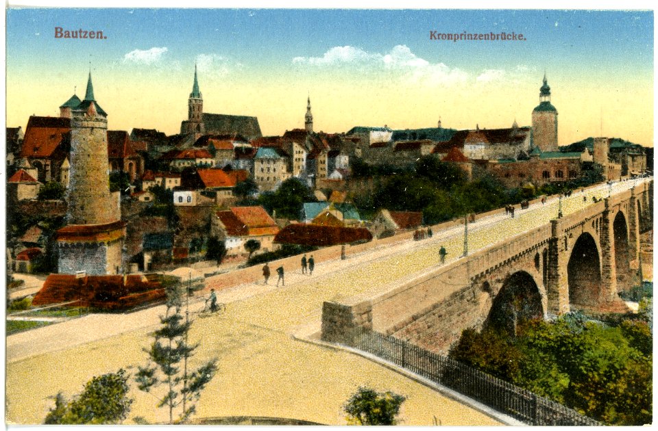 19155-Bautzen-1915-Kronprinzenbrücke-Brück & Sohn Kunstverlag