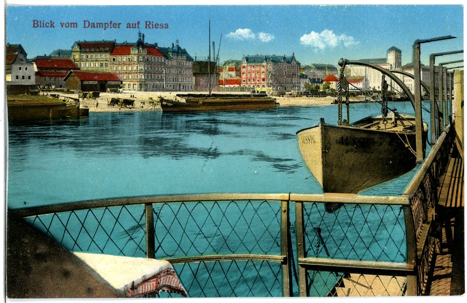 19386-Riesa-1915-Blick vom Dampfer auf Riesa-Brück & Sohn Kunstverlag