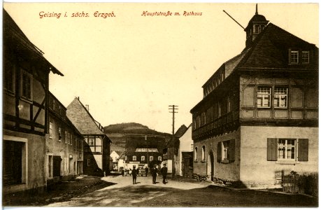 19026-Geising-1915-Hauptstraße mit Rathaus-Brück & Sohn Kunstverlag