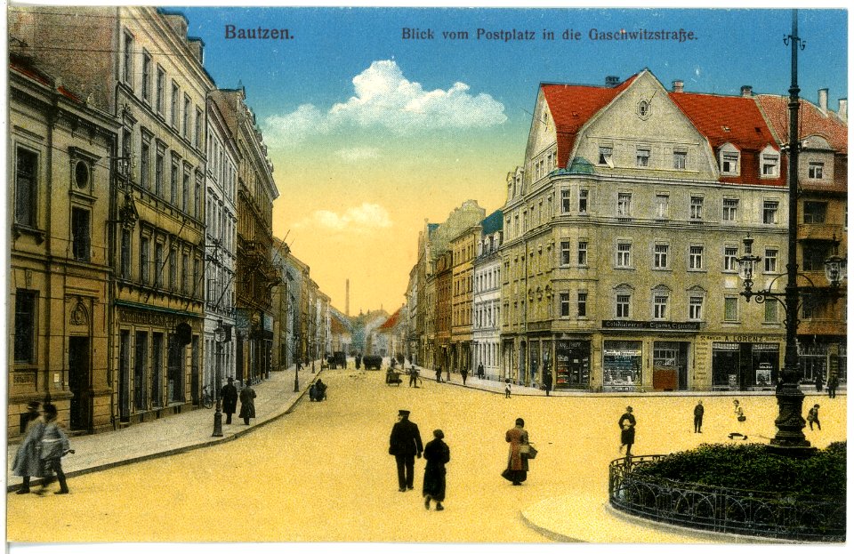 19070-Bautzen-1915-Blick vom Postplatz in die Gaschwitzstraße-Brück & Sohn Kunstverlag