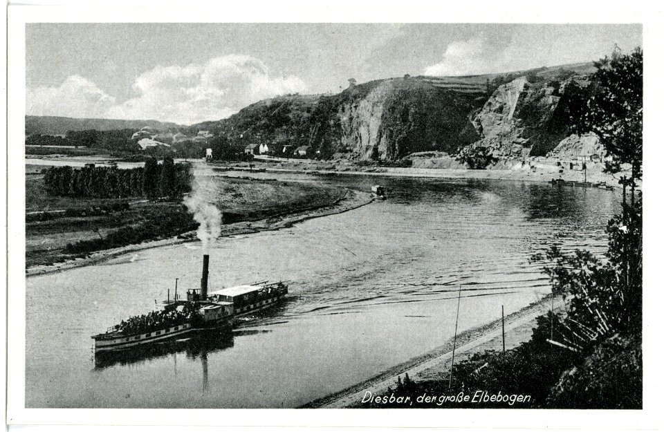 19192-Diesbar-1915-Blick auf die Elbe mit Dampfer Sachsen-Brück & Sohn Kunstverlag