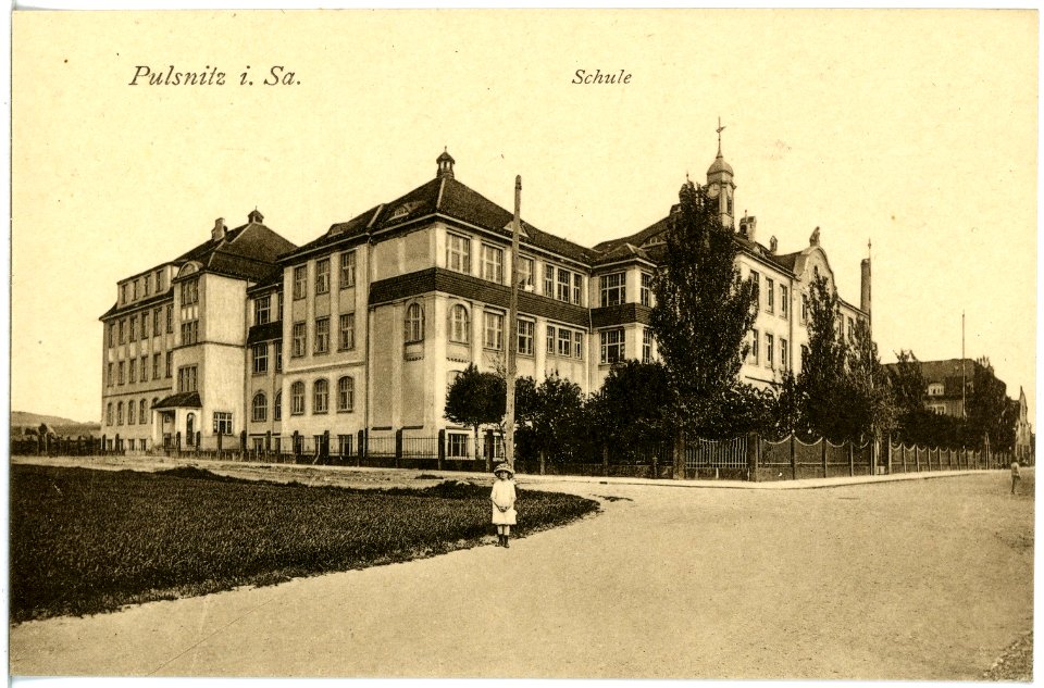 19654-Pulsnitz-1915-Schule-Brück & Sohn Kunstverlag