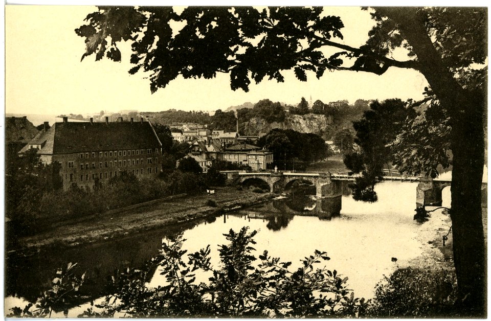 19354-Grimma-1915-Blick vom Stadtwald nach der Brücke-Brück & Sohn Kunstverlag