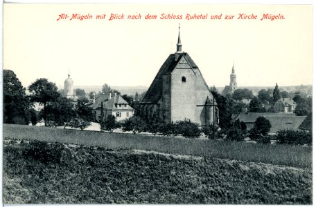 19285-Altmügeln-1915-Schloß Ruhetal und Kirche-Brück & Sohn Kunstverlag