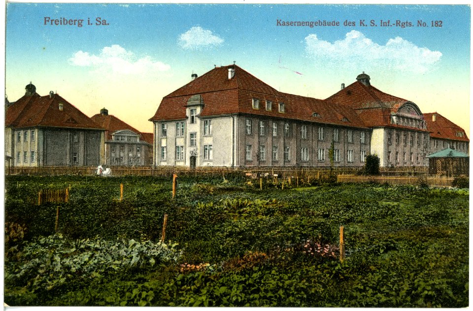 19606-Freiberg-1915-Kasernen-Gebäude des Infanterie-Regiments Nr. 182-Brück & Sohn Kunstverlag