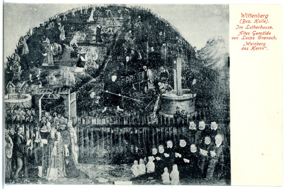 19734-Wittenberg-1915-Altes Gemälde "Weinberg des Herrn" von Lucas Cranach-Brück & Sohn Kunstverlag