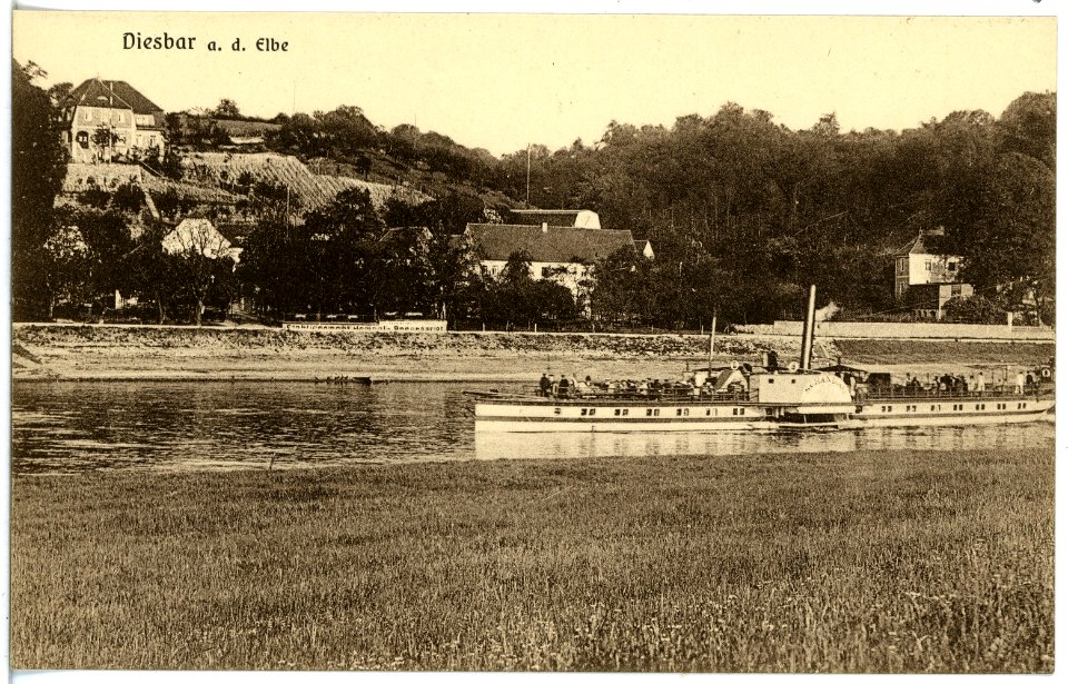 19094-Diesbar-1915-Elbe mit Dampfer Schandau-Brück & Sohn Kunstverlag