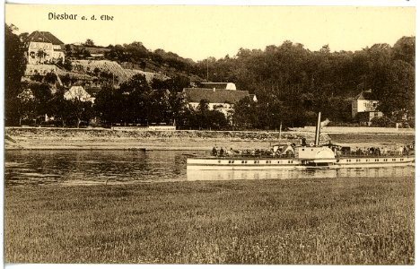 19094-Diesbar-1915-Elbe mit Dampfer Schandau-Brück & Sohn Kunstverlag