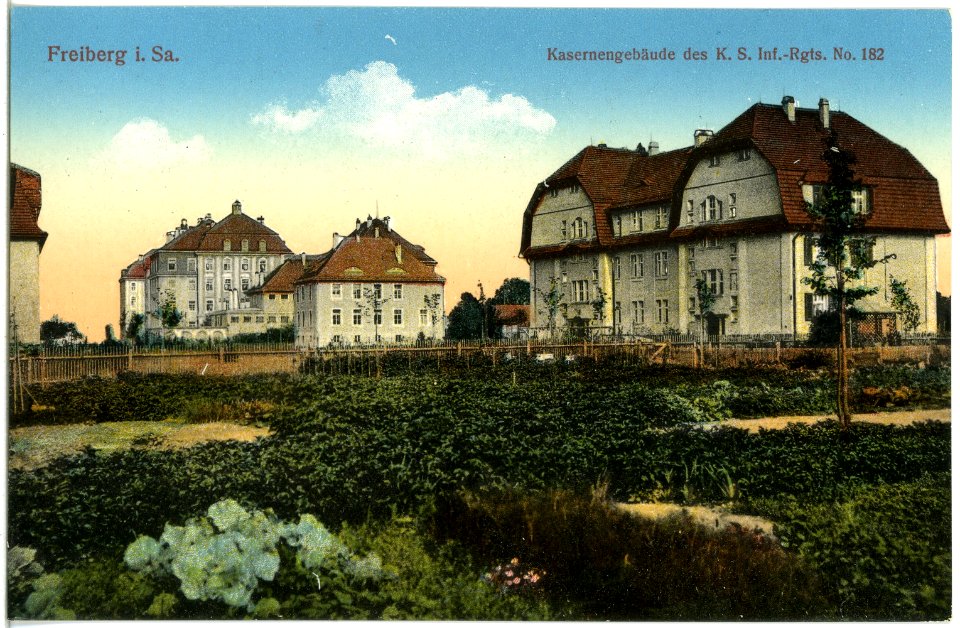 19607-Freiberg-1915-Kasernen-Gebäude des Infanterie-Regiments Nr. 182-Brück & Sohn Kunstverlag