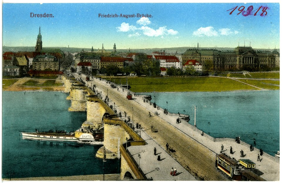 19314-Dresden-1915-Friedrich-August-Brücke-Brück & Sohn Kunstverlag