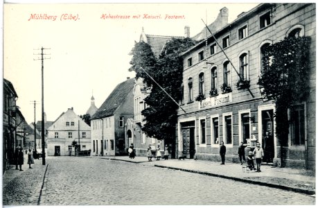19631-Mühlberg-1915-Hohestraße mit kaiserlichem Postamt-Brück & Sohn Kunstverlag