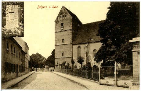19464-Belgern-1915-Buche mit Lutherstein und Kirche-Brück & Sohn Kunstverlag