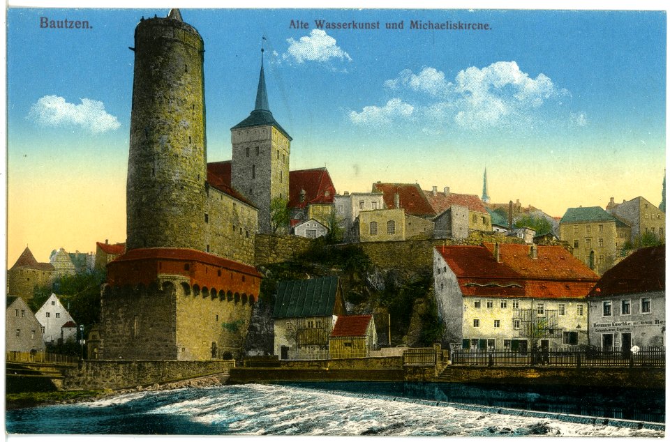 19171-Bautzen-1915-Alte Wasserkunst und Michaeliskirche-Brück & Sohn Kunstverlag