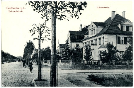 19755-Senftenberg-1915-Bahnhofstraße und Albertstraße-Brück & Sohn Kunstverlag