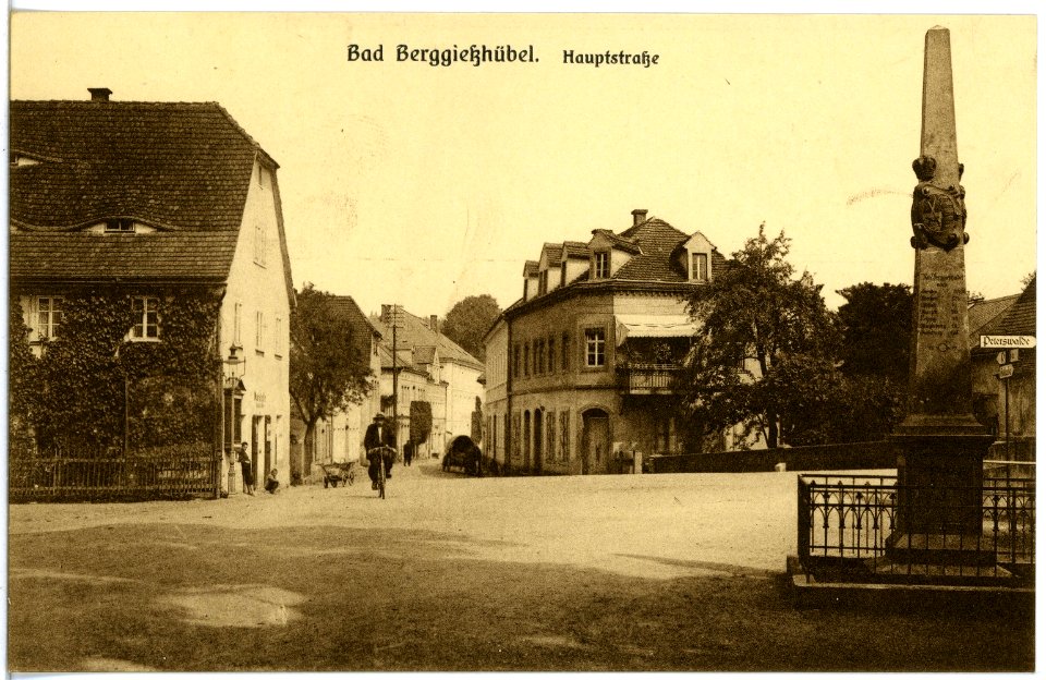 19623-Berggießhübel-1915-Hauptstraße, Postmeilensäule-Brück & Sohn Kunstverlag