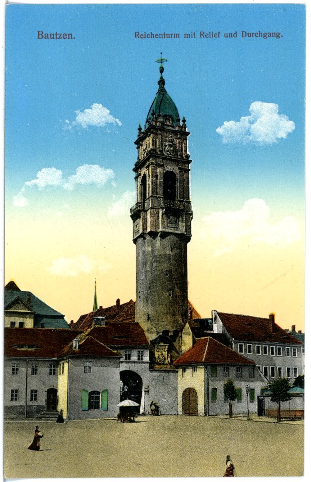 19565-Bautzen-1915-Reichenturm mit Relief und Durchgang-Brück & Sohn Kunstverlag