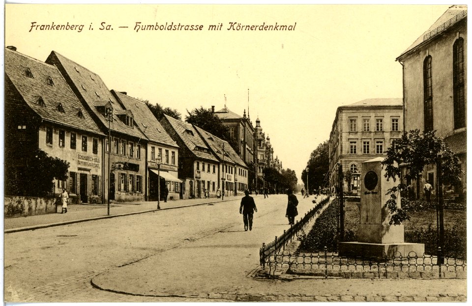 19445-Frankenberg-1915-Humboldstraße und Körnerdenkmal-Brück & Sohn Kunstverlag