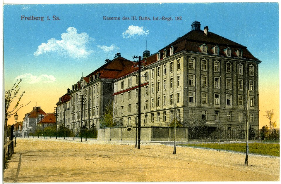 19404-Freiberg-1915-Kaserne des III. Batt. des 182. Infanterie-Regiment-Brück & Sohn Kunstverlag