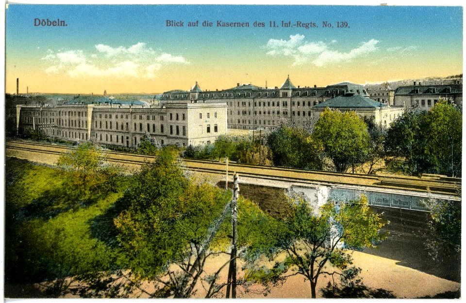 19119-Döbeln-1915-Blick auf die Kasernen des 11. Infanterie-Regiment Nr. 139-Brück & Sohn Kunstverlag