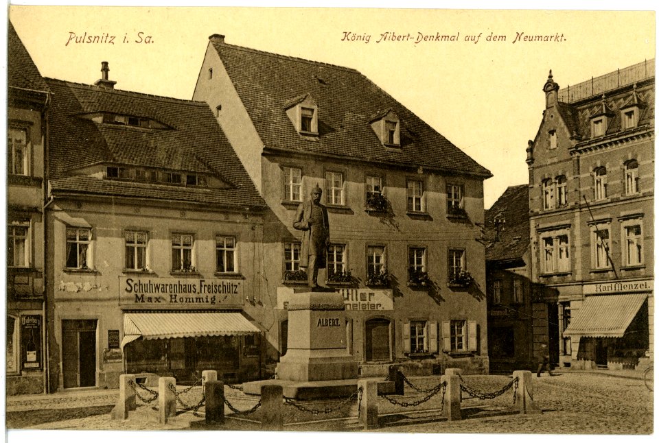 19685-Pulsnitz-1915-Neumarkt mit König-Albert-Denkmal-Brück & Sohn Kunstverlag