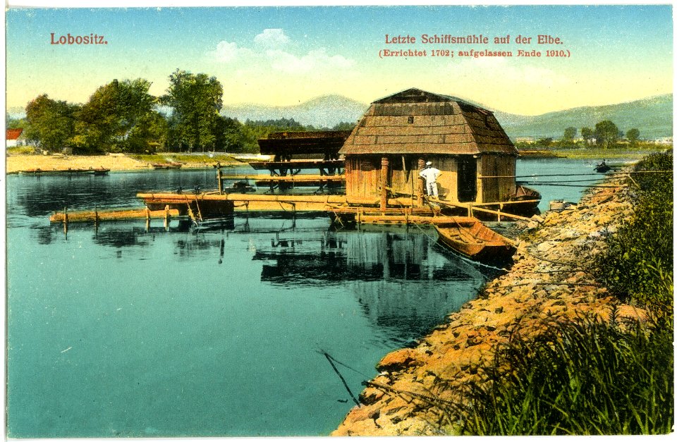19763-Lobositz-1915-Letzte Schiffsmühle an der Elbe-Brück & Sohn Kunstverlag