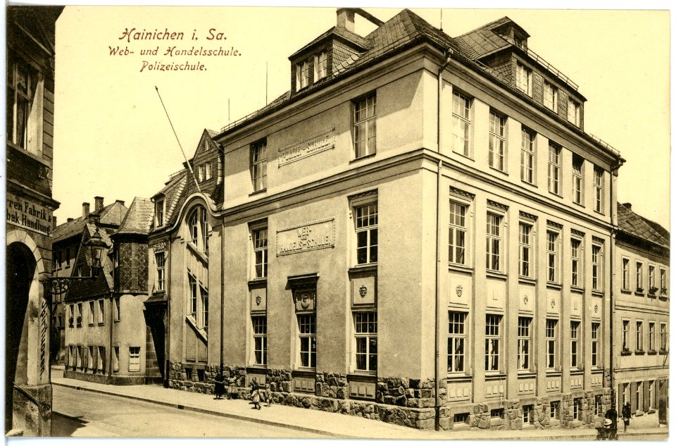 19662-Hainichen-1915-Weber- und Handelsschule, Polizeischule-Brück & Sohn Kunstverlag