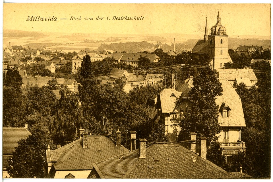 21842-Mittweida-1921-Blick von der 1. Bezirksschule auf Mittweida-Brück & Sohn Kunstverlag