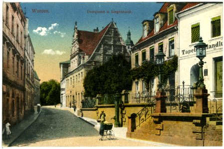 19519-Wurzen-1915-Domgasse und Liegenbank-Brück & Sohn Kunstverlag