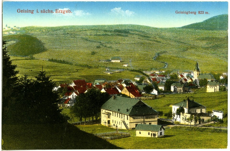 19548-Geising-1915-Blick auf Geising-Brück & Sohn Kunstverlag