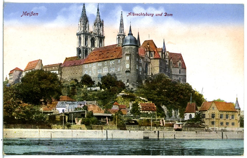 21561-Meißen-1920-Albrechtsburg und Dom Elbseite-Brück & Sohn Kunstverlag