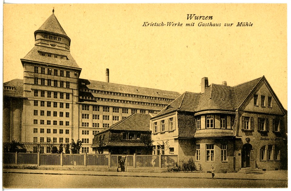 21522-Wurzen-1920-Krietsch-Werk und Gasthaus zur Mühle-Brück & Sohn Kunstverlag