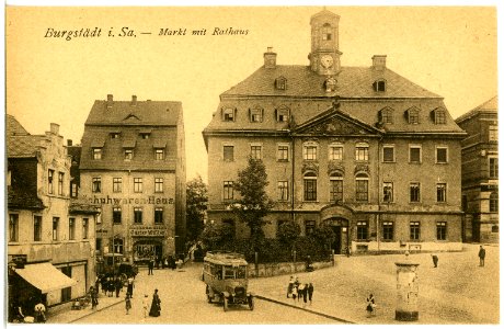 21589-Burgstädt-1920-Markt mit Rathaus-Brück & Sohn Kunstverlag