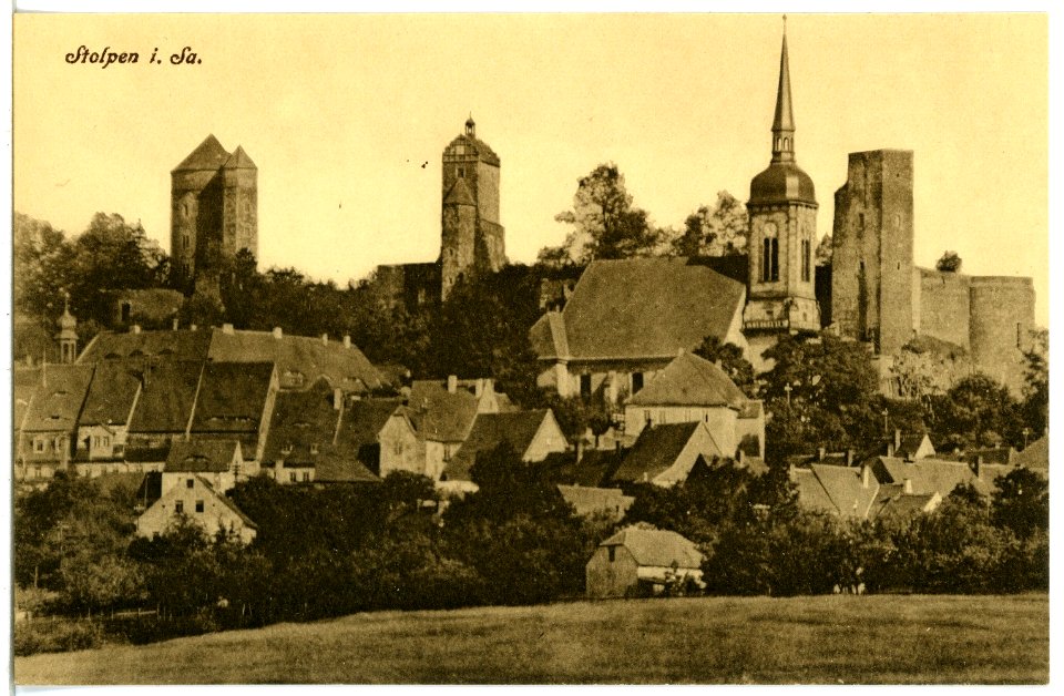 21766-Stolpen-1920-Schloß und Kirche-Brück & Sohn Kunstverlag