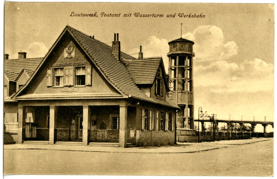 21875-Lautawerk-1921-Postamt mit Wasserturm-Brück & Sohn Kunstverlag