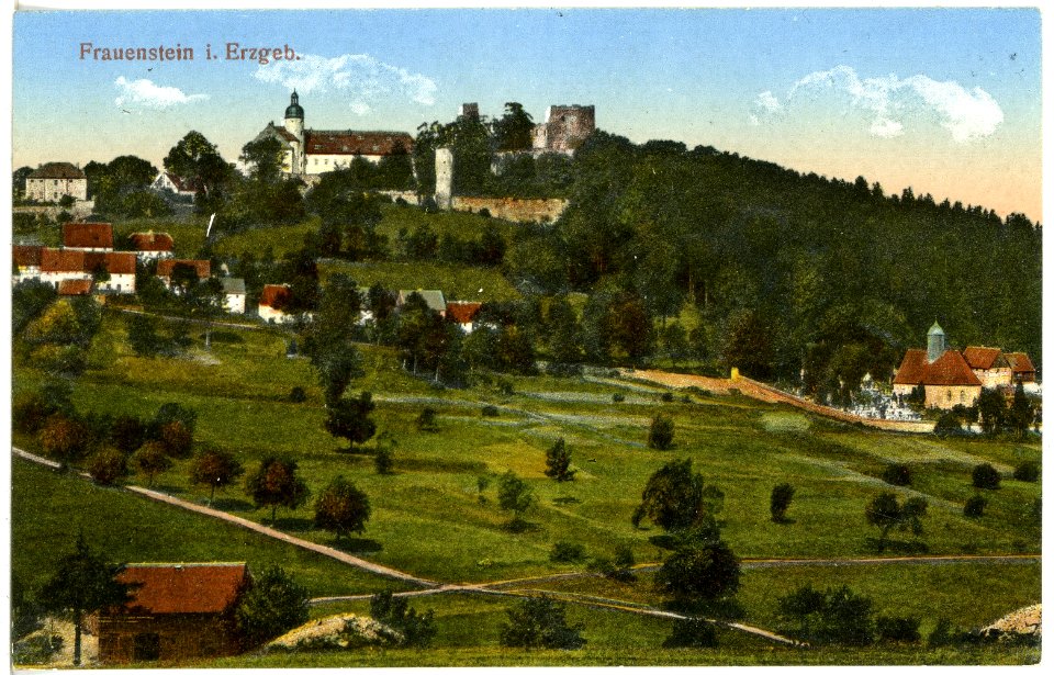21934-Frauenstein-1921-Blick auf Frauenstein-Brück & Sohn Kunstverlag