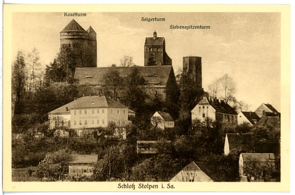 21764-Stolpen-1920-Koselturm, Seigerturm, Siebenspitzenturm-Brück & Sohn Kunstverlag