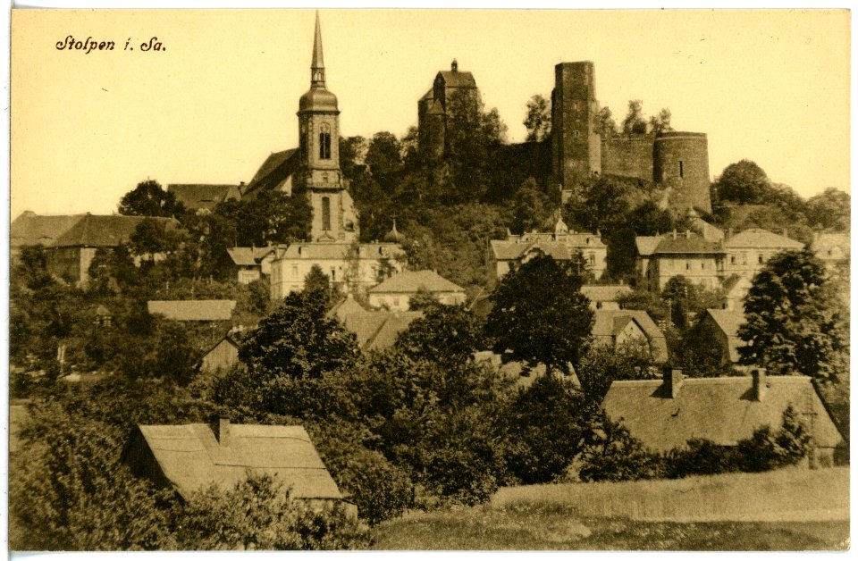 21765-Stolpen-1920-Schloß und Kirche-Brück & Sohn Kunstverlag