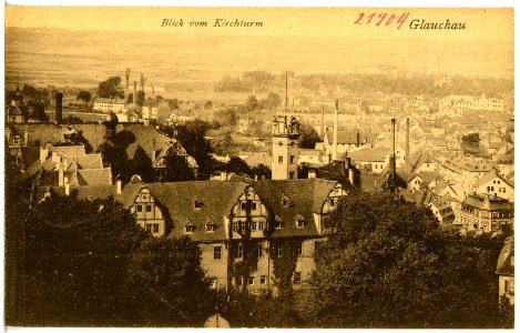 21904-Glauchau-1921-Blick vom Kirchturm auf Glauchau-Brück & Sohn Kunstverlag
