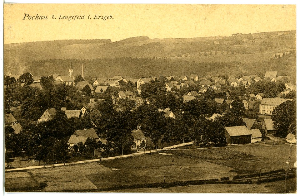 21704-Pockau-1920-Blick auf Pockau-Brück & Sohn Kunstverlag