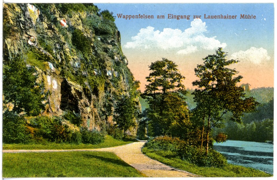 21898-Lauenhain-1921-Lauenhainer Mühle Wappenfelsen-Brück & Sohn Kunstverlag