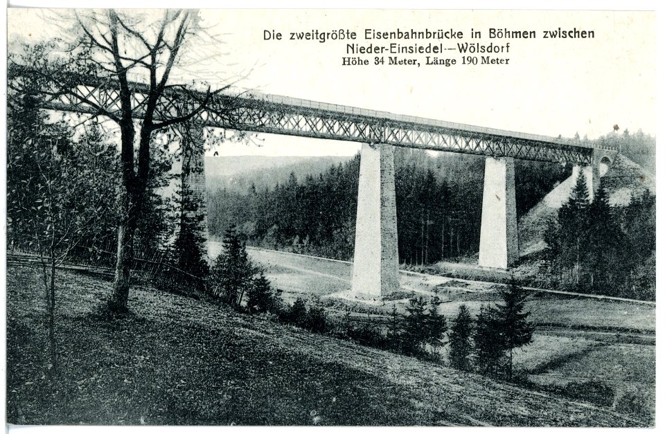 20745-Niedereinsiedel-1917-Eisenbahnbrücke zwischen Niedereinsiedel und Wölsdorf-Brück & Sohn Kunstverlag