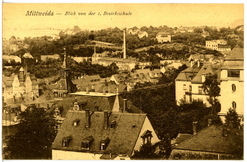 21849-Mittweida-1921-Blick von der 1. Bezirksschule auf Mittweida-Brück & Sohn Kunstverlag