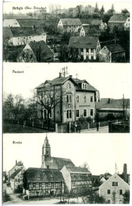 20604-Krögis-1917-Postamt, Kirche, Dorfansicht-Brück & Sohn Kunstverlag