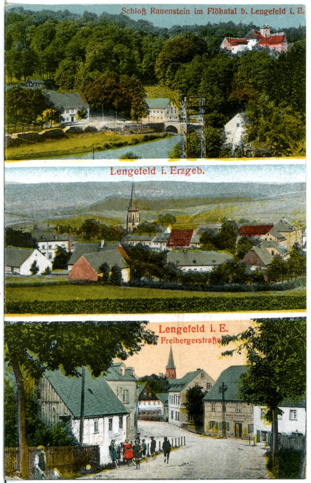 21085-Lengefeld-1918-Schloß Rauenstein, Freiberger Straße-Brück & Sohn Kunstverlag