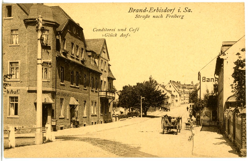 21863-Brand-Erbisdorf-1921-Straße nach Freiberg-Brück & Sohn Kunstverlag