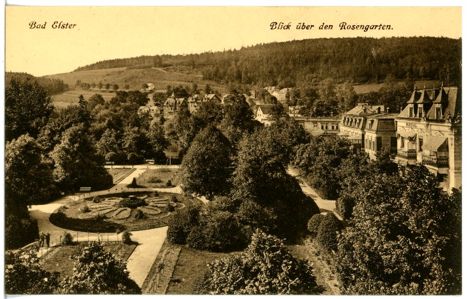 20519-Bad Elster-1917-Blick über den Rosengarten-Brück & Sohn Kunstverlag